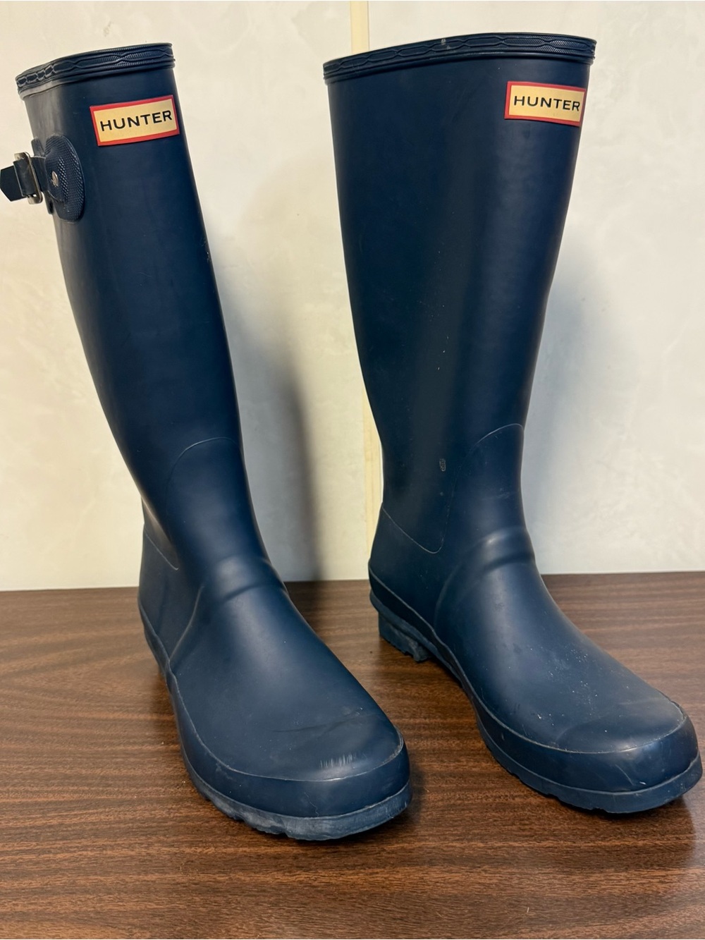Hunter Original Tall Women’s Knee High Waterproof Rubber Rain Boots Blue 10